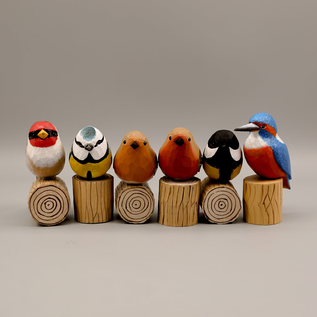 Set van 6 Vogels + 6 Statieven