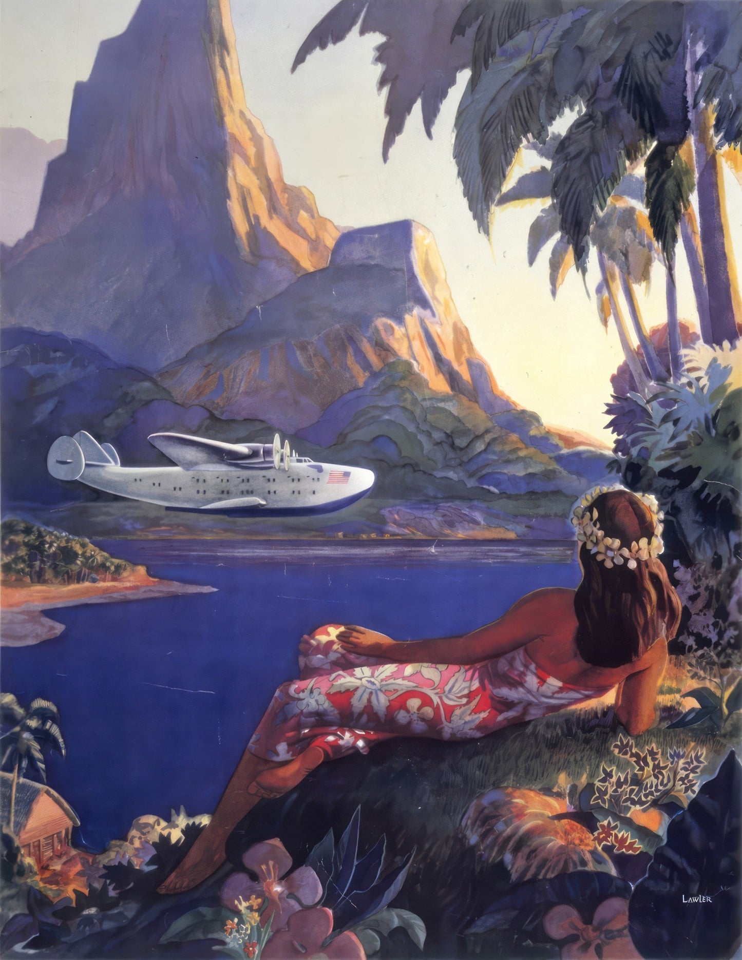 Fly to South Sea Isles via Pan American Poster
