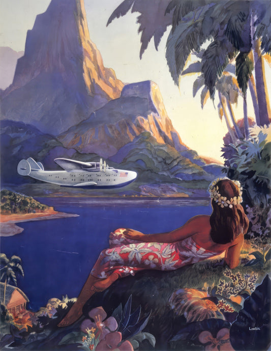 Fly to South Sea Isles via Pan American Poster