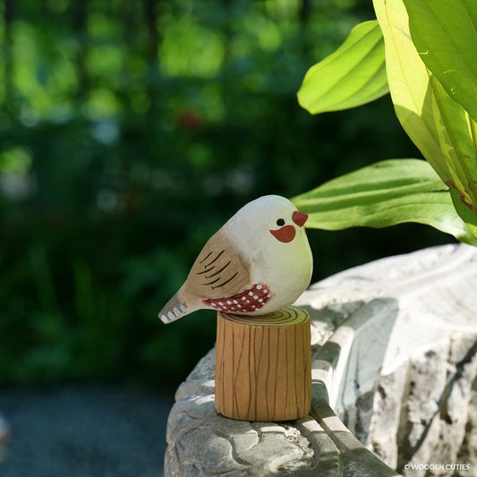 White Zebra Finch + Stand