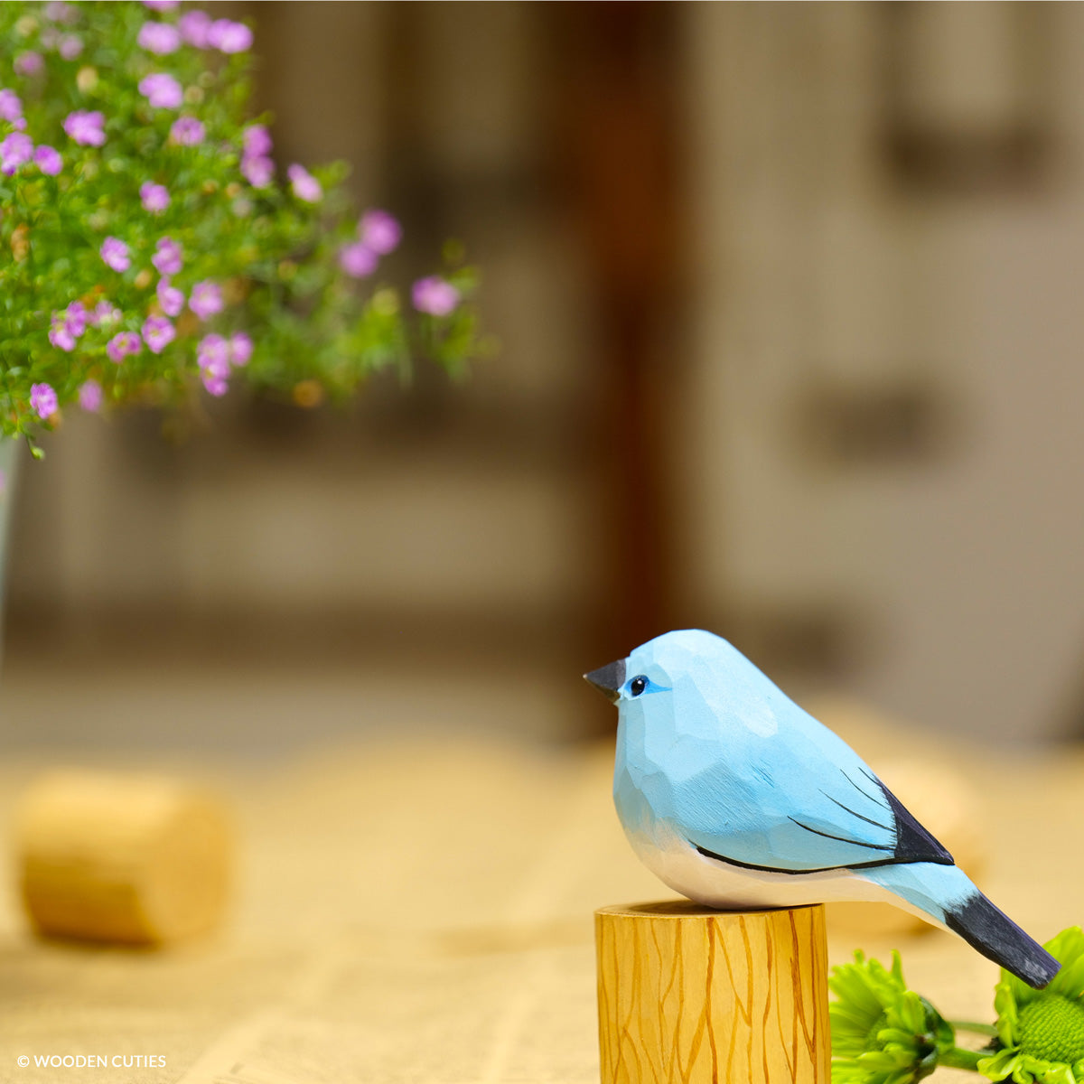 Bergblauwe Vogel + Stand